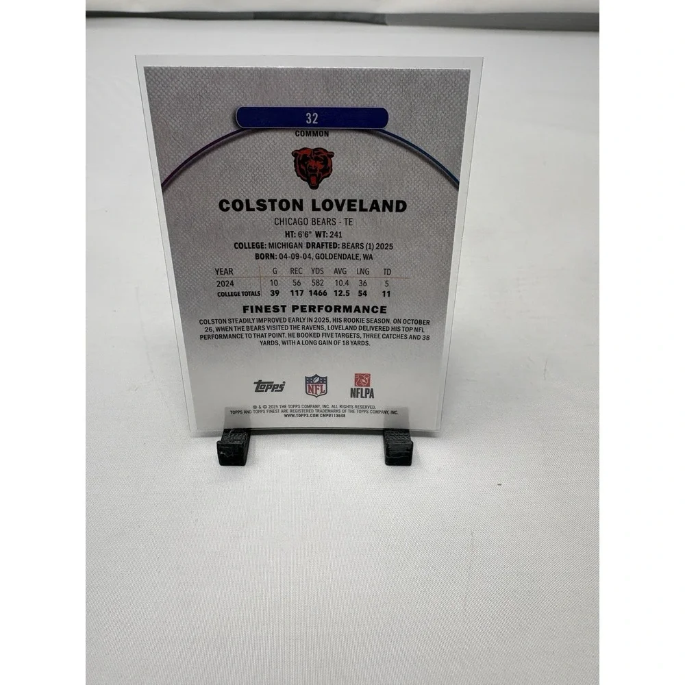 2025 Topps Finest Colston Loveland Blue Geometric 99 RC #32 Bears SSP